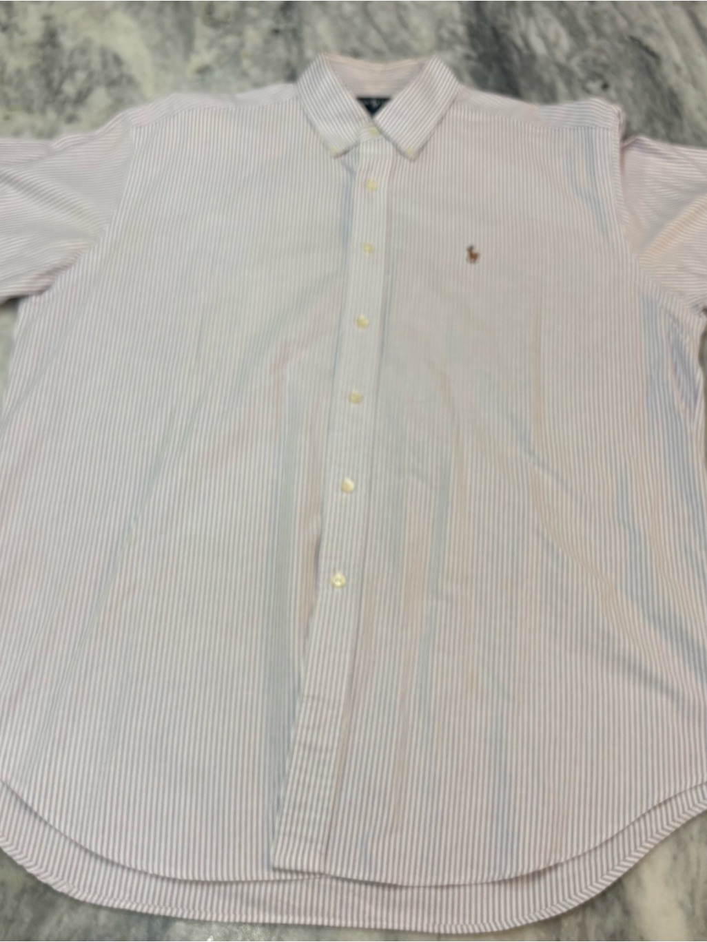 Ralph Lauren Lavender And White Striped Button-Down Shirt